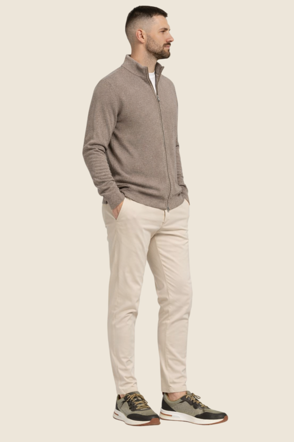 Lyon Knit Full Zip - Beige